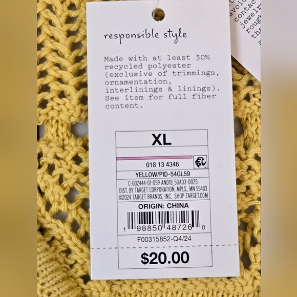 NWT A New Day Yellow Mixed Knit Sweater Vest XL - Picture 9 of 12